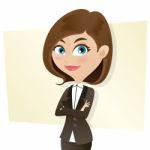 Cartoon Smart Girl In Business Uniform With Folded Arms Stock Photo