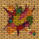 Brick Wall Shows Brick-wall Splattered And Splashes Stock Photo