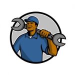 African American Mechanic Mascot Stock Photo