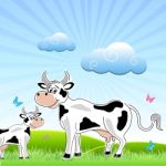 Cow With Calf Stock Photo