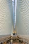 Interior Of Santiago Calatrava's Oculus, Fulton Street Station, In Lower Manhattan Stock Photo