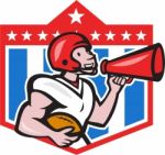 American Football Quarterback Bullhorn Cartoon Stock Photo