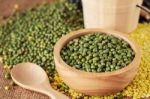 Green Beans On Sack Stock Photo