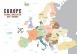 Europe Map With Colour And Name Stock Photo