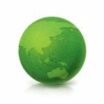 Eco Green Globe Asia & Australia Map On White Background Stock Photo