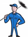 Chimney Sweeper Cleaner Worker Cartoon Stock Photo
