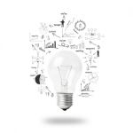 Light Bulb With Drawing Business Plan Strategy Concept Idea Stock Photo
