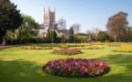 A View Of Bury St.edmunds Cathedral Being Restored Stock Photo
