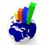 Increase Graph Worldwide Shows Graphics Globe And Statistic Stock Photo