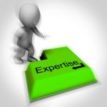 Expertise Keyboard Shows Specialist Knowledge And Proficiency Stock Photo