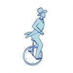Circus Performer Riding Unicycle Drawing Stock Photo