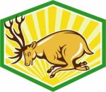Stag Deer Charging Side Cartoon Stock Photo