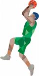 Basketball Player Jump Shot Ball Low Polygon Stock Photo