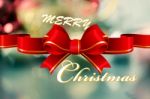 Merry Christhmas Celebration Banner In Realistic Illustration Stock Photo