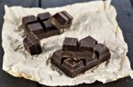 Dark Chocolate Pieces Stock Photo