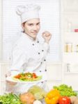 Chef Offering Vegetarian Meal Stock Photo