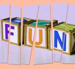 Fun Letters Mean Joy Pleasure And Excitement Stock Photo