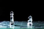 Knight And Knight Face To Face Or Confrontation Of Chess Game Bo Stock Photo