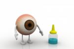 Big Eye With Legs And Arms That You Put Eye Drops Stock Photo