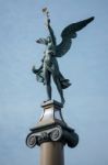 Angel On Top Of A Column On The Cechuv Most Bridge In Prague Stock Photo