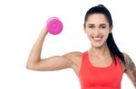 Woman Working Out With Dumbbell Stock Photo