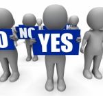 Characters Holding No Yes Signs Show Uncertain Or Confused Stock Photo