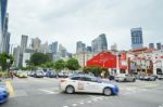 Singapore Chinatown District Traffic In Front Of China Square Stock Photo
