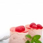 Fresh Raspberry Cake Mousse Dessert Stock Photo