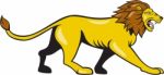 Angry Lion Walking Roar Cartoon Stock Photo