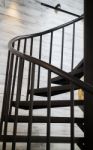 Dark Iron Metal Spiral Staircase Stock Photo