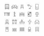 Simple Set Of Furniture  Thin Line Icons Stock Photo