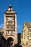 Architecture Of Riquewihr In Haut-rhin Alsace France Stock Photo