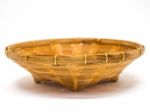 Empty Brown Wicker Woven Basket Isolated Stock Photo