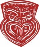 Maori Mask Etching Stock Photo