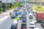 Cars On Streets With Blurred Images Stock Photo