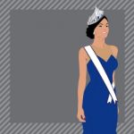 Illustration Of Queen In Blue Dress And Crown Stock Photo