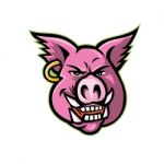 Pink Pig Wearing Earring Mascot Stock Photo