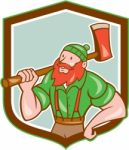 Paul Bunyan Lumberjack Shield Cartoon Stock Photo