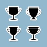 Trophy Cup Icon Set Stock Photo