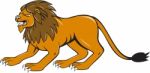 Angry Lion Crouching Side Cartoon Stock Photo