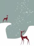 Christmas Card With Deer Stock Photo