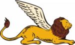 Griffin Lion Sitting Side View Stock Photo