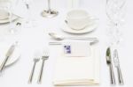 Luxury Scottish Wedding Gala Table Setting Stock Photo