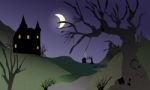 Night Fairytale Landscape Stock Photo