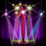 Red Stage Represents Beam Of Light And Colorful Stock Photo