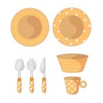 Tableware Objects Cartoon Illustration Stock Photo