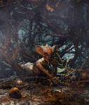 Monster Creature Woman In Creepy Forest,3d Illustration Stock Photo