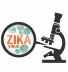 Microscope With Zika Virus Stock Photo