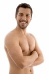 Shirtless Male With Folded Hands Stock Photo