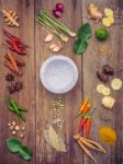 Various Of Thai Food Cooking Ingredients And Spice Red Curry Pas Stock Photo